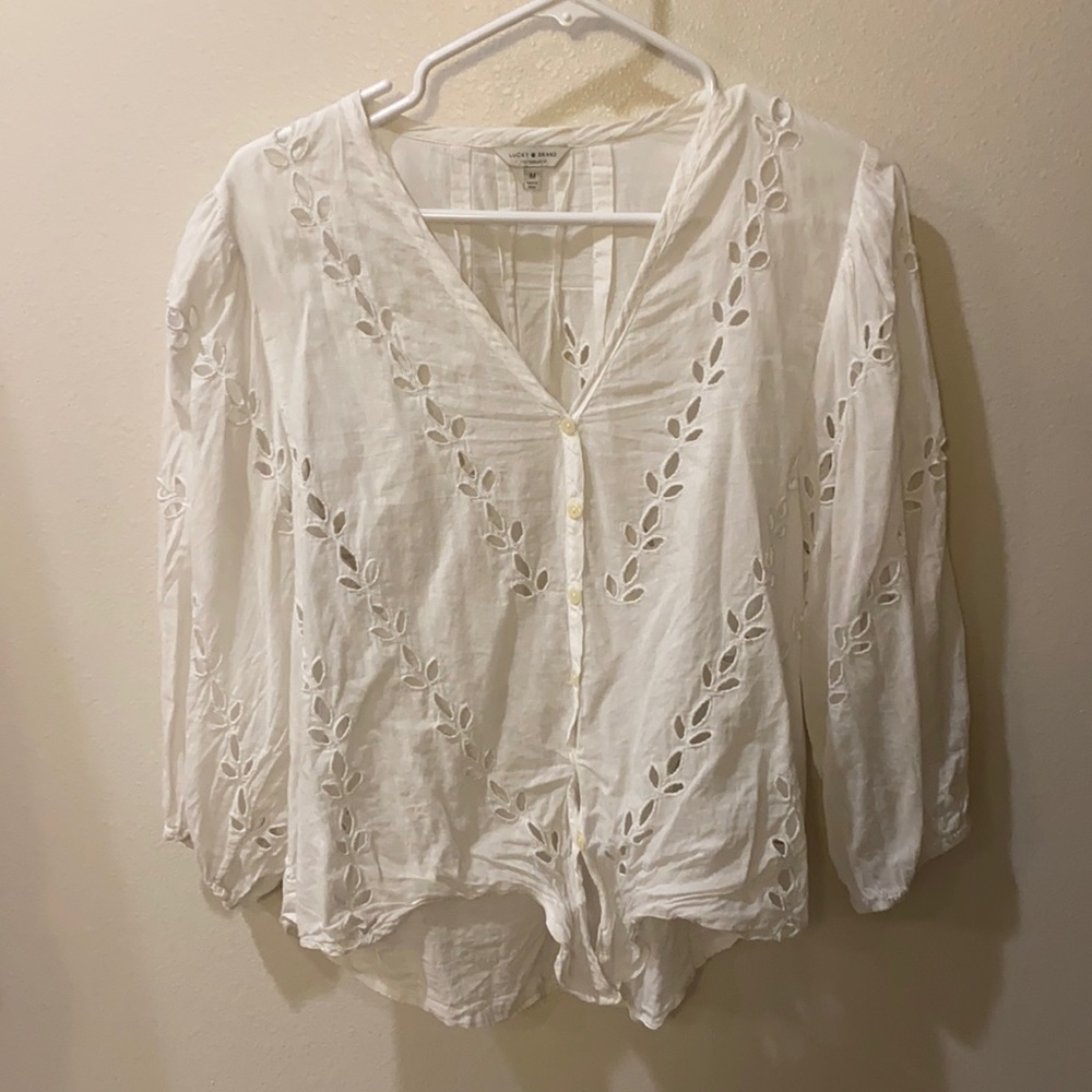 White eyelet top